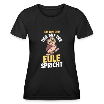 Eulen - Frauen Funktions-T-Shirt - Schwarz - Vorne - AI Model Female 172 light (172cm)
