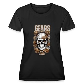 Skull Genius Zahnräder - Frauen Funktions-T-Shirt - Schwarz - Vorne - AI Model Female 172 light (172cm)
