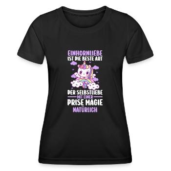 Einhorn - Frauen Funktions-T-Shirt - Schwarz - Vorne - AI Model Female 172 light (172cm)
