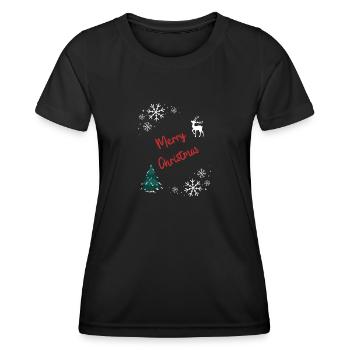 Merry Christmas - Frauen Funktions-T-Shirt - Schwarz - Vorne - AI Model Female 172 light (172cm)