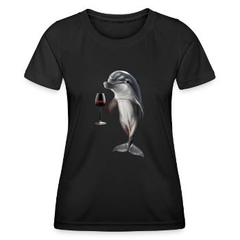 Delfin Wein - Frauen Funktions-T-Shirt - Schwarz - Vorne - AI Model Female 172 light (172cm)