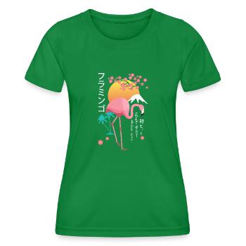 Japanese Aesthetic Flamingo Cherry Blossom Japan - Women's Functional T-Shirt - kelly green - Front - AI Model Female 172 dark (172cm)