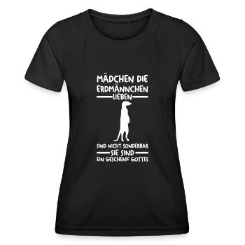 Erdmännchen - Frauen Funktions-T-Shirt - Schwarz - Vorne - AI Model Female 172 light (172cm)