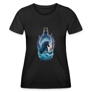 Bouteille de cheval - T-shirt sport Femme - noir - Devant - AI Model Female 172 light (172cm)