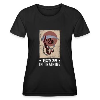 Ninja Ninjutsu Weapon Kusarigama Training Kenjutsu - Women's Functional T-Shirt - black - Front - AI Model Female 172 light (172cm)