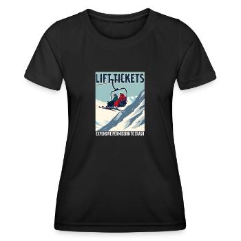 Billets de remontées mécaniques – ski et plaisir sur les pistes - T-shirt sport Femme - noir - Devant - AI Model Female 172 light (172cm)