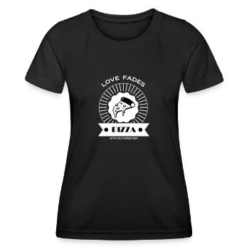 L’amour s’estompe la pizza reste pour toujours - T-shirt sport Femme - noir - Devant - AI Model Female 172 light (172cm)