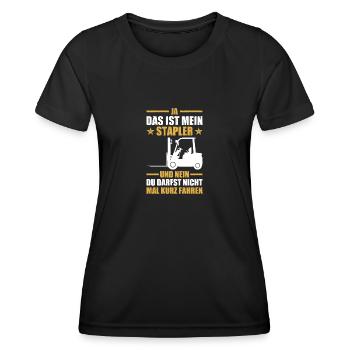 Ja das ist mein Stapler Staplerfahrer Gabelstapler - Frauen Funktions-T-Shirt - Schwarz - Vorne - AI Model Female 172 light (172cm)