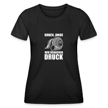Druck Junge Tuning Ladedruck Schrauber Tuning - Frauen Funktions-T-Shirt - Schwarz - Vorne - AI Model Female 172 light (172cm)