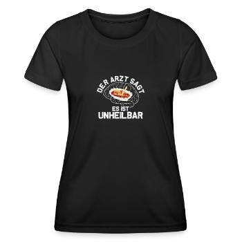 Unheilbar Currywurst Ruhrpott Carpaccio Imbiss - Frauen Funktions-T-Shirt - Schwarz - Vorne - AI Model Female 172 light (172cm)
