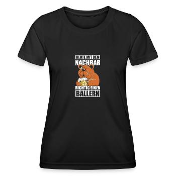 Einen Ballern Nachbar Lieblingsnachbar Einweihung - Frauen Funktions-T-Shirt - Schwarz - Vorne - AI Model Female 172 light (172cm)