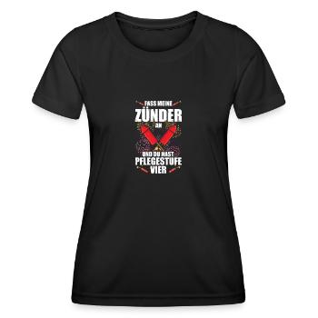 Fass die Zünder an Pyrotechniker Böllern Feuerwerk - Frauen Funktions-T-Shirt - Schwarz - Vorne - AI Model Female 172 light (172cm)