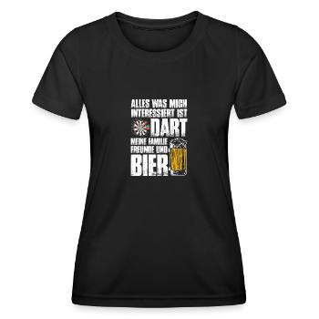 Dart und Bier Dartspieler Darts - Frauen Funktions-T-Shirt - Schwarz - Vorne - AI Model Female 172 light (172cm)