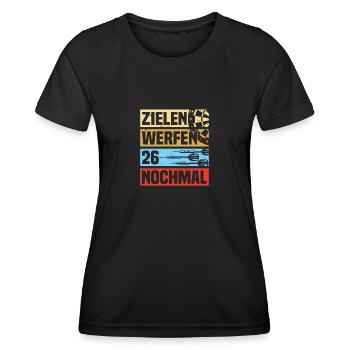 Zielen werfen 26 Dartspieler Darts Dart - Frauen Funktions-T-Shirt - Schwarz - Vorne - AI Model Female 172 light (172cm)