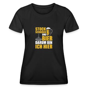 Eisstockschießen Stockschießen und Bier - Frauen Funktions-T-Shirt - Schwarz - Vorne - AI Model Female 172 light (172cm)