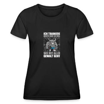 Nur so viel Bodybuilding Bodybuilder Kraftsport - Frauen Funktions-T-Shirt - Schwarz - Vorne - AI Model Female 172 light (172cm)