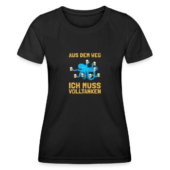 Ich muss volltanken Biertrinker Bierliebhaber Bier - Frauen Funktions-T-Shirt - Schwarz - Vorne - AI Model Female 172 light (172cm)