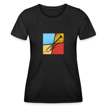 Trompete Trompetenspieler - Frauen Funktions-T-Shirt - Schwarz - Vorne - AI Model Female 172 light (172cm)
