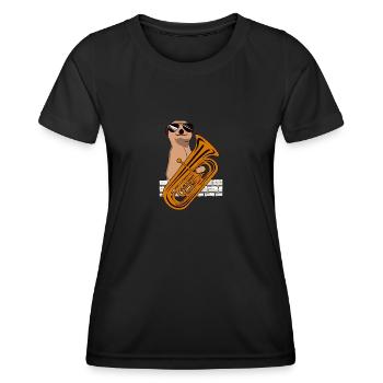 Erdmännchen Tuba Blasmusik Tubist Tubaspieler - Frauen Funktions-T-Shirt - Schwarz - Vorne - AI Model Female 172 light (172cm)