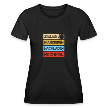 Zielen markieren Gotcha Paintballspieler Paintball - Frauen Funktions-T-Shirt - Schwarz - Vorne - AI Model Female 172 light (172cm)