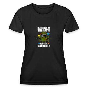 Markieren Gotcha Paintballspieler Paintball - Frauen Funktions-T-Shirt - Schwarz - Vorne - AI Model Female 172 light (172cm)