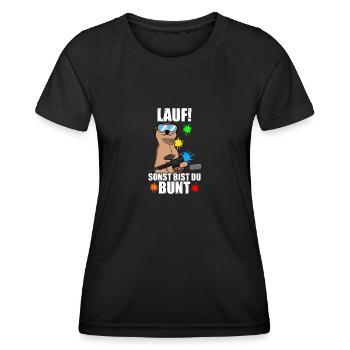 Lauf! Gotcha Paintballspieler Paintball - Frauen Funktions-T-Shirt - Schwarz - Vorne - AI Model Female 172 light (172cm)