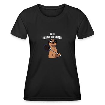 Old Schmetterhand Badminton Badmintonspieler - Frauen Funktions-T-Shirt - Schwarz - Vorne - AI Model Female 172 light (172cm)