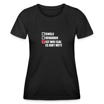 Es gibt Mett Mettbrötchen - Frauen Funktions-T-Shirt - Schwarz - Vorne - AI Model Female 172 light (172cm)