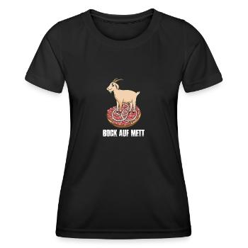 Bock auf Mett Mettbrötchen - Frauen Funktions-T-Shirt - Schwarz - Vorne - AI Model Female 172 light (172cm)