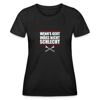 Wenn's geht Tuning KFZ Mechaniker Schrauber - Frauen Funktions-T-Shirt - Schwarz - Vorne - AI Model Female 172 light (172cm)