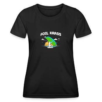 Foil krass Wingsurfer Wing Surf Wing Foil - Women's Functional T-Shirt - black - Front - AI Model Female 172 light (172cm)