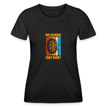 Die Scheibe lügt nicht Dartspieler Darts Dart - Frauen Funktions-T-Shirt - Schwarz - Vorne - AI Model Female 172 light (172cm)