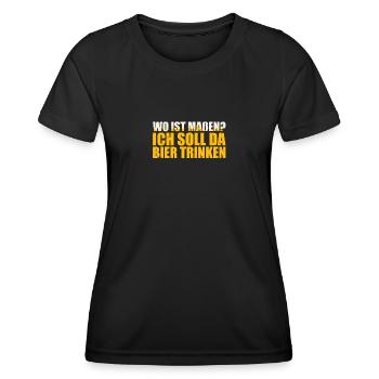 Wo ist Maßen? Biertrinker Bierliebhaber Bier - Frauen Funktions-T-Shirt - Schwarz - Vorne - AI Model Female 172 light (172cm)