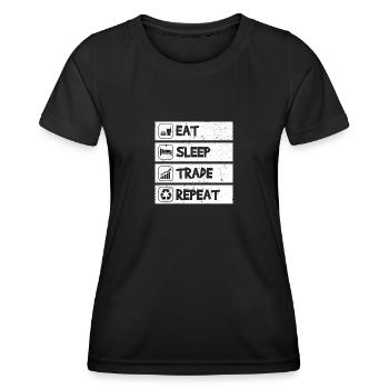 Eat sleep trade Stock Market Stock Market Trader - Women's Functional T-Shirt - black - Front - AI Model Female 172 light (172cm)