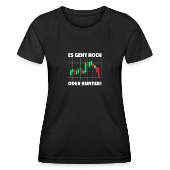 Es geht hoch Aktienmarkt Börse Trader - Frauen Funktions-T-Shirt - Schwarz - Vorne - AI Model Female 172 light (172cm)