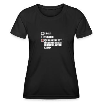 Aktien kaufen Aktienmarkt Börse Trader - Frauen Funktions-T-Shirt - Schwarz - Vorne - AI Model Female 172 light (172cm)