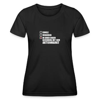 Single vergeben Aktienmarkt Börse Trader - Frauen Funktions-T-Shirt - Schwarz - Vorne - AI Model Female 172 light (172cm)