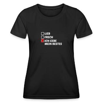 Lieb frech Humor Sarkasmus Ironie Fun - Frauen Funktions-T-Shirt - Schwarz - Vorne - AI Model Female 172 light (172cm)