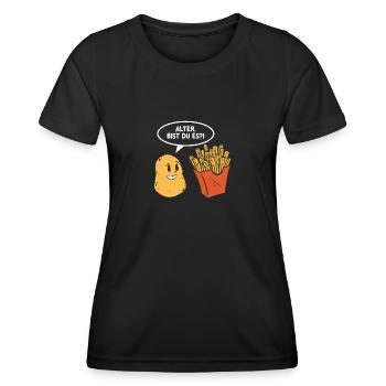 Alter bist du es?! Fritten Pommes French fries - Frauen Funktions-T-Shirt - Schwarz - Vorne - AI Model Female 172 light (172cm)