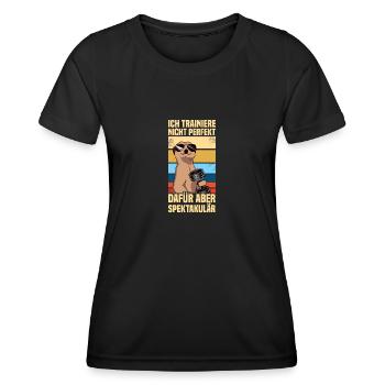 Trainiere Bodybuilding Bodybuilder Gym Kraftsport - Frauen Funktions-T-Shirt - Schwarz - Vorne - AI Model Female 172 light (172cm)