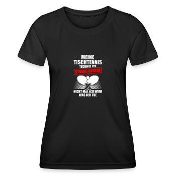 Tischtennis Technik Tischtennis Tischtennisspieler - Frauen Funktions-T-Shirt - Schwarz - Vorne - AI Model Female 172 light (172cm)