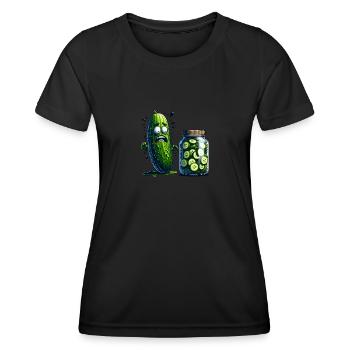 Funny Cucumber Pickle Cucumber Lover - Women's Functional T-Shirt - black - Front - AI Model Female 172 light (172cm)