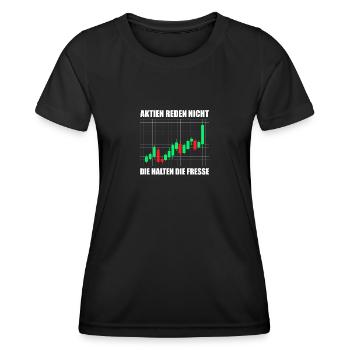 Stocks don't talk stock market stock market traders - Women's Functional T-Shirt - black - Front - AI Model Female 172 light (172cm)