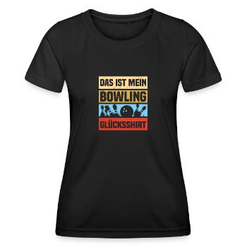 Mein Bowling Glücksshirt Bowlingspieler Bowler - Frauen Funktions-T-Shirt - Schwarz - Vorne - AI Model Female 172 light (172cm)