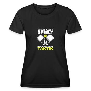 Who plays well funny pickleball player - Women's Functional T-Shirt - black - Front - AI Model Female 172 light (172cm)
