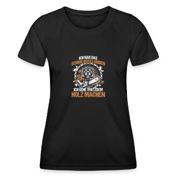 Wood Making Chainsaw Lumberjack Forester - Women's Functional T-Shirt - black - Front - AI Model Female 172 light (172cm)