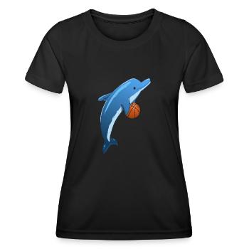 Basketball-Sport-Delphin Delphin - Frauen Funktions-T-Shirt - Schwarz - Vorne - AI Model Female 172 light (172cm)
