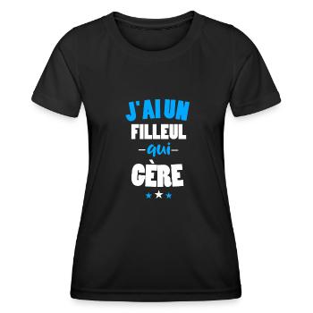 J'ai un filleul qui gère maillot parrain marraine - T-shirt sport Femme - noir - Devant - AI Model Female 172 light (172cm)