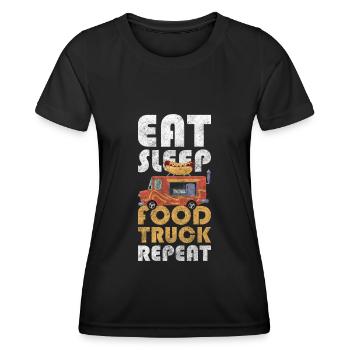 Foodtruck Event Speisen Imbisswagen - Frauen Funktions-T-Shirt - Schwarz - Vorne - AI Model Female 172 light (172cm)
