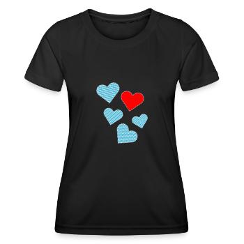 Bayrische Herzen als Patches - Frauen Funktions-T-Shirt - Schwarz - Vorne - AI Model Female 172 light (172cm)